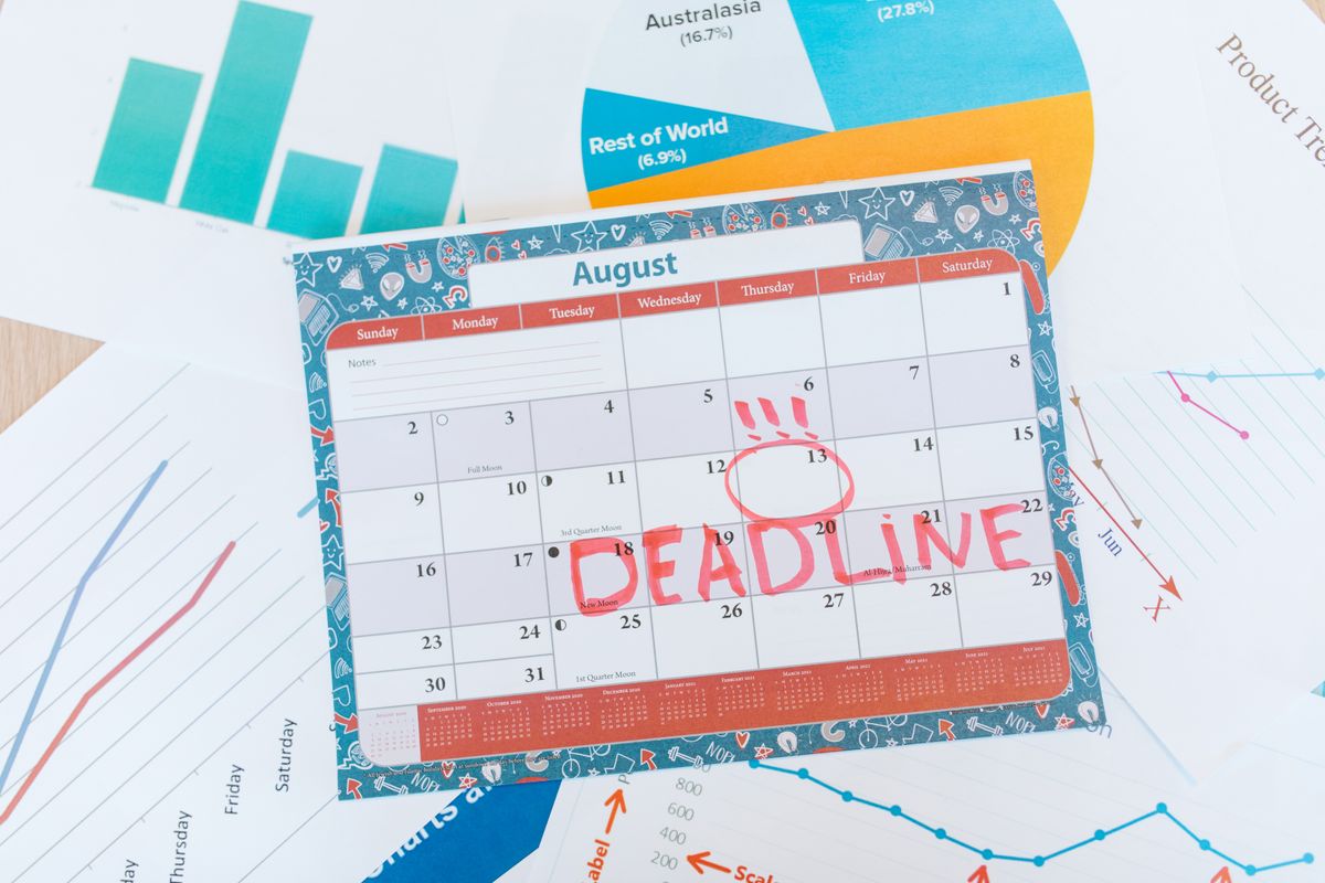 A calendar with a deadline circled in red